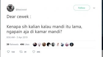 Ini Kompilasi Alasan Kocak Perempuan Mandi Lama Ala Warganet