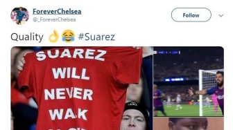 Liverpool Kalah Telak dari Barcelona, Meme Kocak Suarez Viral di Twitter