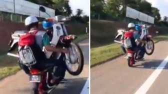 Motor Temannya Mogok, Remaja Ini Punya Cara Tak Terduga untuk Membawanya