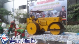 Ribuan Botol Miras dan Puluhan Knalpot Brong Diamankan Polisi