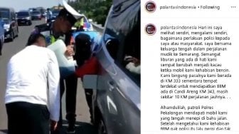 Aksi Polisi Bantu Pemudik yang Kehabisan Bensin, Bikin Salut!