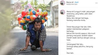 Inspiratif! Kisah Penjual Balon dengan Merangkak Demi Nafkah Halal