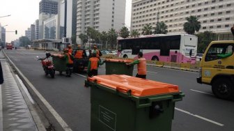 HUT DKI Jakarta di Bundaran HI, Ada 40 Tempat Sampah Super Besar