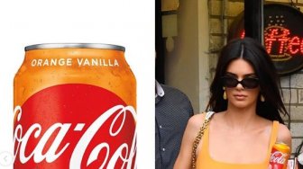 Pakai Dress Oranye, Kendall Jenner Dikira Promosi Minuman Kaleng