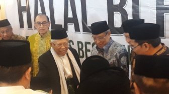 Datangi Halal Bihalal PBNU, Ma'ruf Minta Didoakan Cepat Jadi Wapres