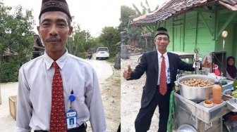 Rapi dengan Jas dan Dasi, Penjual Pentol Ini Tampil Bak Pegawai Kantoran