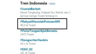 Gugatan Prabowo Ditolak, Ramai Tagar #RakyatTolakPutusanMK di Medsos