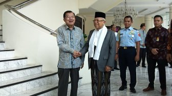 Kunjungi Kantor Wapres, Maruf Amin Disambut Jusuf Kalla