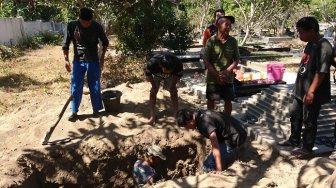 Penampakan Liang Lahat Sutopo Purwo Nugroho di TPU Sonolayu Boyolali