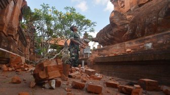 Pura Agung Lokanantha Denpasar Rusak Akibat Gempa di Bali