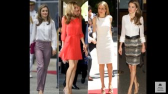 Persis Sama, Ratu Letizia Kembaran Dress dengan Lady Kitty Spencer