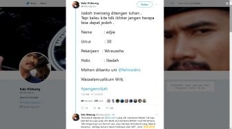 Pria Cari Jodoh Minta Di-retweet Pejabat, Hobinya Ibadah