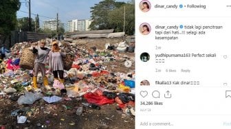 Dinar Candy Munguti Sampah dan Ngaku Bukan Pencitraan, Warganet Tak Percaya