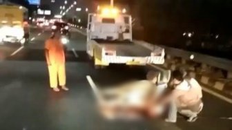 Sebelum Ditabrak Taksi di Tol Tomang, Seekor Sapi Sempat Dihalau Ojol