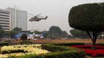 Jelang Pidato Kenegaraan Jokowi, 2 Heli Superpuma Terparkir di Kompleks MPR