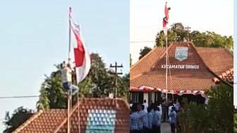 Aksi Siswa Probolinggo Panjat Tiang Betulkan Bendera yang Tersangkut Viral