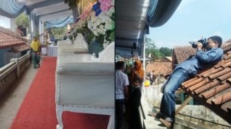 Penampakan Pelaminan Unik 'Melayang' di Tengah Jalan