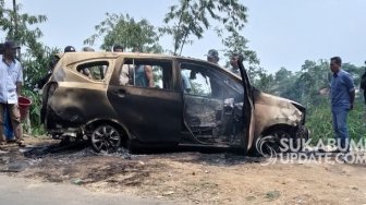 Dua Mayat Hangus dalam Mobil Terbakar di Cidahu Sukabumi