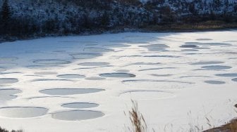 Spotted Lake di musim dingin (Wikimedia Commons Jack Borno)