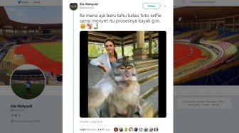 Kreatif! Ternyata Ini Trik di Balik Foto Selfie dengan Monyet