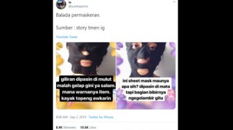 Malah Kayak Perampok, Bentuk Sheet Mask Ini Bikin Dilema Banget