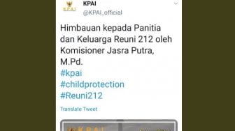 Banyak Anak Ikut Reuni 212, Jejak Digital Akun Bernama KPAI Diprotes