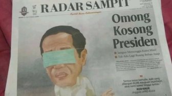 Viral Ilustrasi Koran Radar Sampit Hari Ini: Mata Jokowi Ditutup Masker