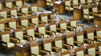 Suasana Rapat Paripurna Pengesahan RUU KPK di Kompleks Parlemen, Senayan, Jakarta, Selasa (17/9). [Suara.com/Arya Manggala]