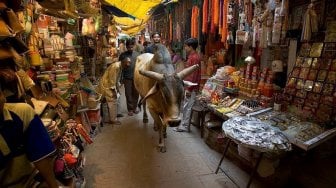 Salah satu pasar di Varanasi. (Wikimedia Commons Jorge Royan)