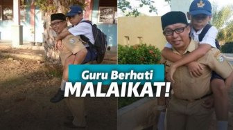 Muridnya Patah Kaki, Guru ini Rela Menggendongnya ke Sekolah!