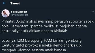 Eks PA 212 Sebut Aksi Mahasiswa Mirip Perusuh Suporter Sepak Bola