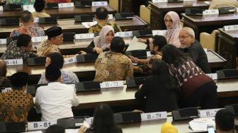 Suasana jalannya Sidang Paripurna MPR ke-2 di Ruang Rapat Paripurna, Kompleks Parlemen, Jakarta, Rabu (2/10). [Suara.com/Arya Manggala]