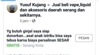 Lunasi Biaya Persalinan Istri, Tukang Sol Sepatu Nekat Jual Ginjal di FB