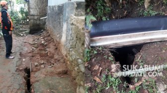 Retakan Tanah di Gunung Endut Kalapanunggal Sukabumi, 5 Rumah Terancam