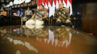 Suasana gladi kotor pelantikan Presiden dan Wakil Presiden di Kompleks Parlemen, Jakarta, Jumat [Suara.com/Arya Manggala]
