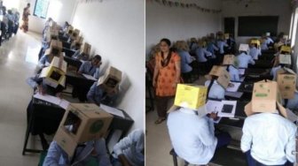Viral Sekolah Ini Wajibkan Siswa Pakai Kardus saat Ujian