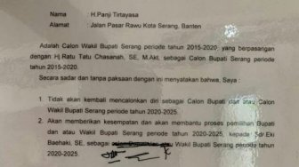 Viral! Surat Pernyataan Penggiliran Calon yang Maju Pilbup Serang 2020