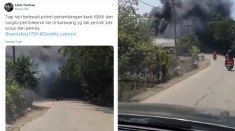 Video Viral Asap Hitam Penambangan Karst di Karawang Halangi Jalan