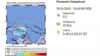 Manokwari Diguncang Gempa Bumi Berkekuatan 5,3 SR