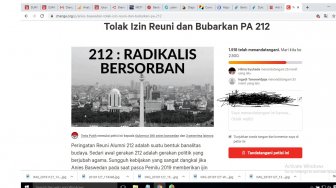Seruan Petisi Online, Reuni 212 Disebut Agenda Politik Berjubah Agama