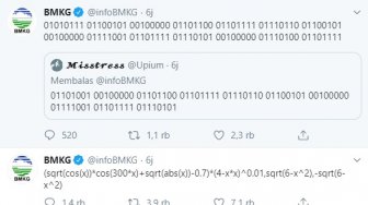Unggah Rumus Tanda Cinta, Akun BMKG Bikin Heboh Warganet