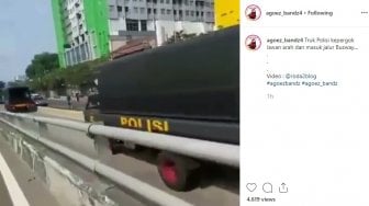 Viral Truk Polisi Kepergok Lawan Arah di Jalur Busway, Warganet: No Comment Ah Takut Diciduk