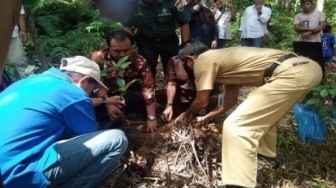 Juprizal Apresasi Warga Air Buluh Kuantan Mudik Tanam Pohon Kayu Jalur