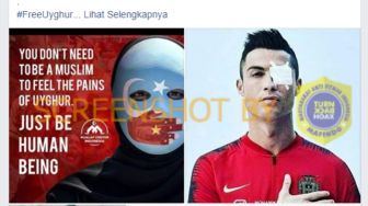 CEK FAKTA: Aksi Bela Uighur, Sebelah Mata Cristiano Ronaldo Ditutup Perban?