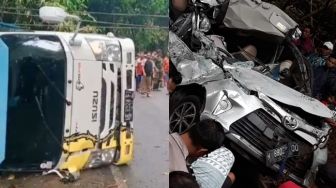 Kecelakaan di Wukirsari Sleman, Truk Terguling hingga Timpa Mobil