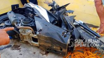 Tabrakan Truk Engkel vs Motor di Jalan Raya Tamanjaya Sukabumi