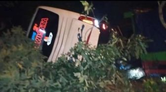 Viral Bus Kejar-kejaran Melawan Truk Gara-Gara Spion, Akhirnya Terguling