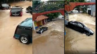 Mencekam! Video Detik - detik Mobil Terseret Arus Banjir di Ciledug