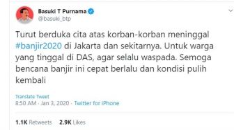 Ahok Berduka Banjir Jakarta Makan Korban, Warganet: Maaf Kami Menyesal Pak