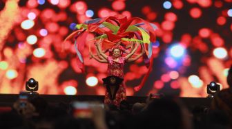 Suasana acara perayaan Imlek Nasional 2020 di Indonesia Convention Exhibition Serpong, Tangerang, Banten, Kamis (30/1). [Foto/Suara.com]
